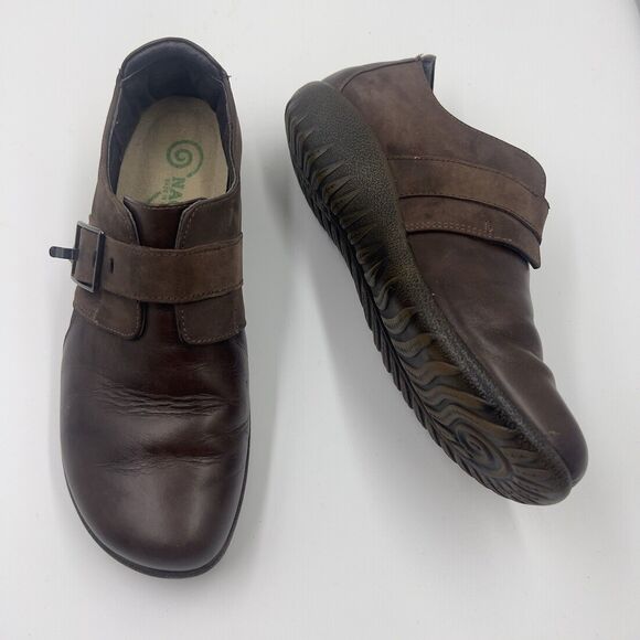 Naot Shoes - Naot Shoes Womens 38 ( 7 ) Tane Slip On Loafers Brown Leather Buckle Comfort Low